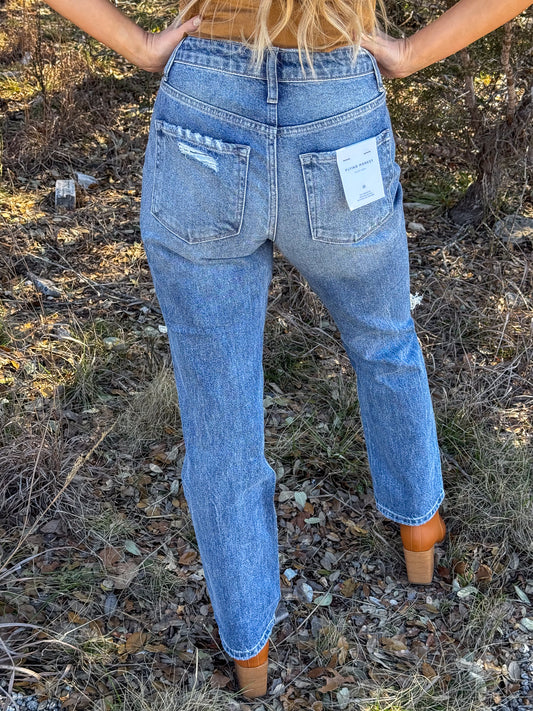 Flying Monkey Super High Rise Distressed Straight Jeans