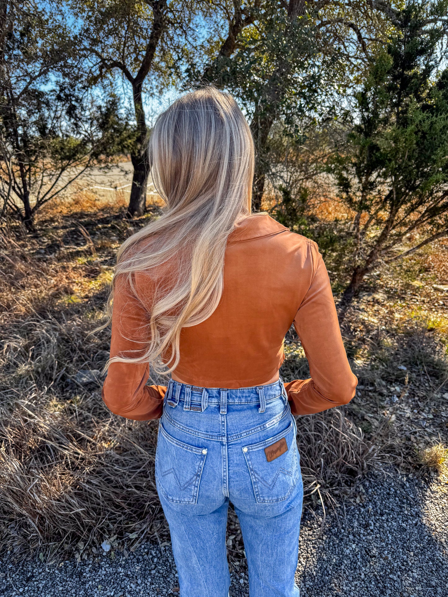 Velour Button Down Crop Top
