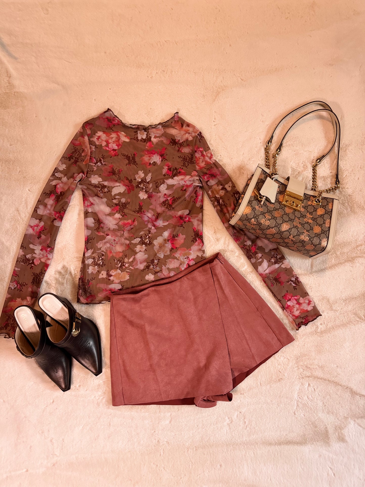 Floral Mesh Long Sleeve Top