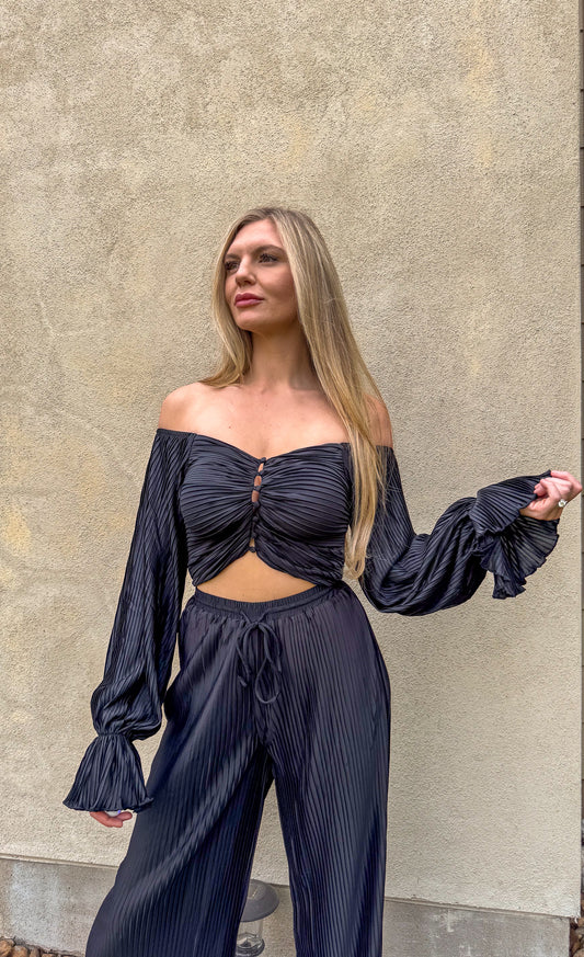 Button Up Blouse with Palazzo Pants set