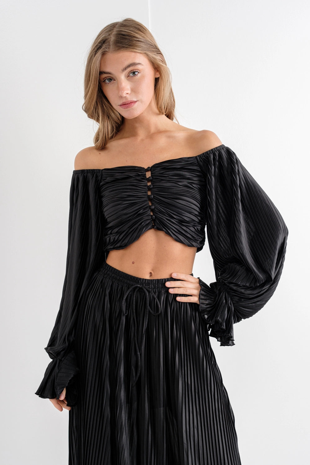 Button Up Blouse with Palazzo Pants set
