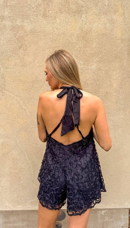 Floral Open-Back Romper